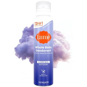 Lume Whole Body Deodorant Spray Aluminum Free - 3.6 oz (Soft Powder) | 72-Hour Odor Control. Baking Soda Free. Whole-Body Deodorant Spray for Women — Safe for Underarms & Private Parts